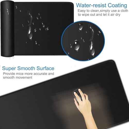 Large Extended Gaming Mouse Pad, Water Resist Non-Slip Mousepad Rubber Base — view 3
