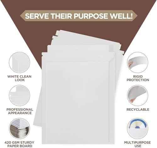 50 Pack 9.75x12.5 Inches Rigid Mailers, Self Adhesive Cardboard Mailers — view 3