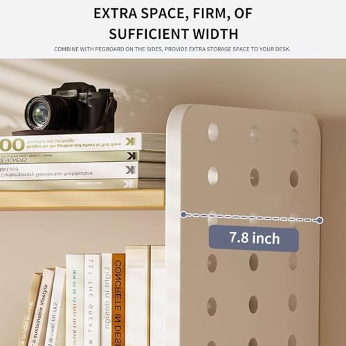 Wooden Desk Shelf Organizer with Adjustable Tiers and Side Hooks — view 3