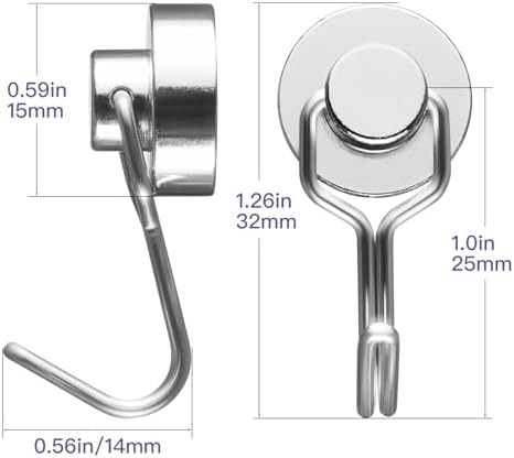 BTLIN Mini Magnetic Hooks, Strong Neodymium Magnet with Small Hook — view 4