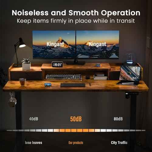 Kingant Standing Desk with Dual Drawers,Electric Height Adjustable 55"x 30" — view 5