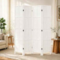 4 Panel Solid Wood Room Divider Folding Privacy Screen White