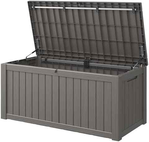 KAMABOKO Outdoor Storage Box, 150 Gallon Large Outdoor Resin Deck Box, Storage Waterproof Boxes Lockable Lid for Garden Tools