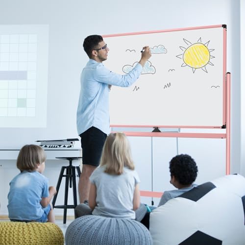 Large Dry-Erase Rolling Magnetic Whiteboard - 48 x 32 Inches Dry Erase Board with Stand Height Adjust Double S — view 7
