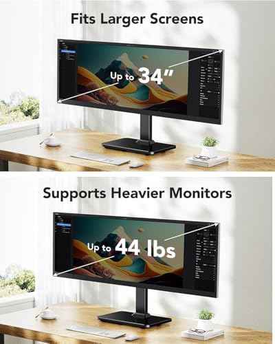 HUANUO Monitor Stand, Freestanding VESA Mount for 13 to 34 Inch Screens, Holds up to 44lbs, 5 Height Options,  — view 2