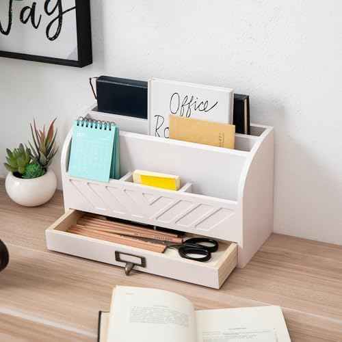 Solid Wooden Desk Drawer Organizer Desktop File Sorter,Desktop Mail Organizer with Handle For Office Supplies, — view 3