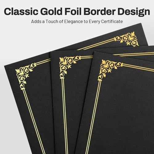 SUNEE Certificate Holders(Black, 30 Packs), Diploma Covers Gold Foil Border, for Letter Size 8.5x11 Certificat — view 2