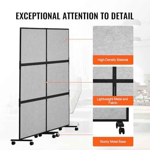 VEVOR Office Divider, 2 Panel Office Partition, Freestanding Office Divider Wall Partition & Privacy Divider R — view 6