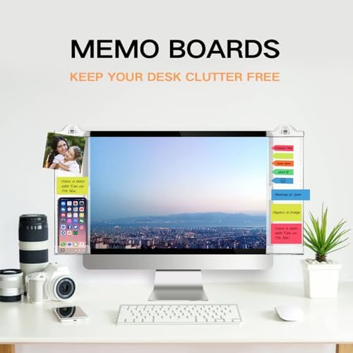 Monitor Memo Boards for Computer, Whole Transparent 2 Pack (Left & Right) Multifunction Acrylic Screen Message — view 2