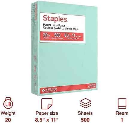 Staples Pastel Color Copy Paper, 8.5x11 Inch, Turquoise, 20 lb. — view 2
