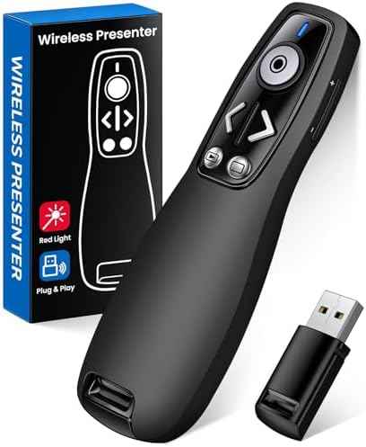 Presentation Clicker Wireless Presenter Remote for PowerPoint, RF 2.4GHz USB Powerpoint Clicker with Hyperlink & Volume Contr