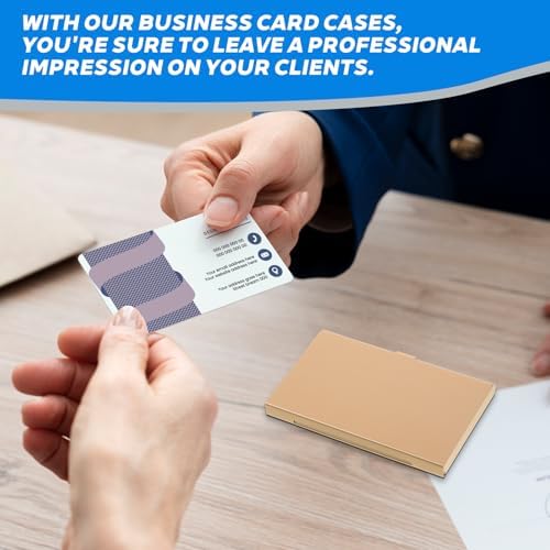 Gold Slim Business Card Case, 4 Pack Gold Metal Business Card Holder — view 7