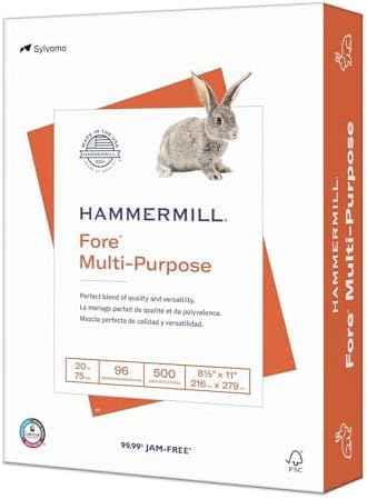 Hammermill Printer Paper, Fore Multipurpose 20 lb Copy Paper, 8.5 x 11-1 Ream (500 Sheets) - 96 Bright, Made in the USA, 1032