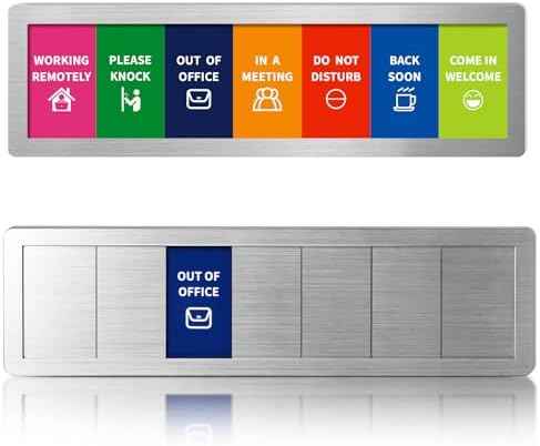 Office Door Signs,7 Options-Do Not Disturb, Out of Office, In a Meeting, Working Remotely,Please Knock, Back Soon, Come in We