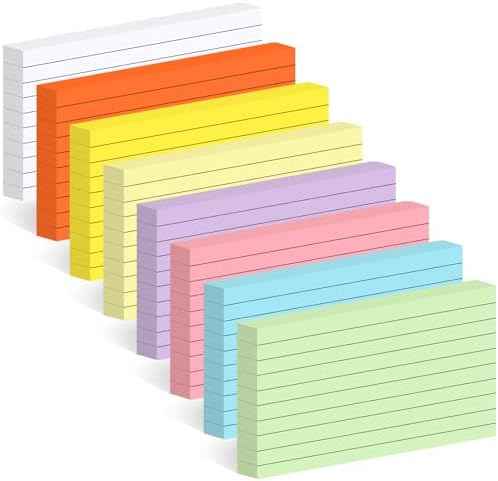 Utron 248 Sheets Colored Index Cards 3x5, Double-Sided Blank Notes Flash Cards for Studying, Note Cards 3x5 Lined, Flashcards
