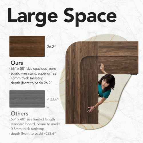 PerledesignL Shaped Standing Desk with 6 Drawers and 2-Tier Storage, Walnut — view 5