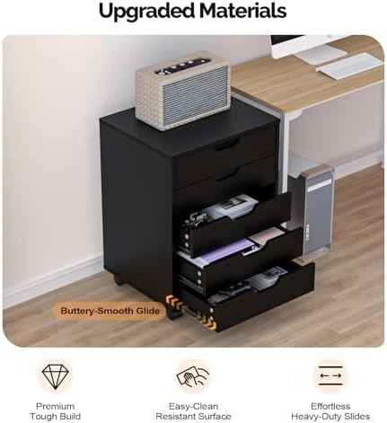 VINGLI 5 Drawers Mobile File Cabinet with Wheels, Under Desk Storage Organization, Vertical Filing Chest Rolli — view 5