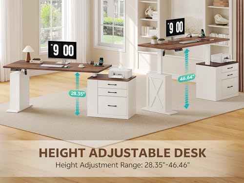 75.5 Inches Electric Standing Desk with Drawers Farmhouse Sit Stand Desk with Storage Adjustable Height Comput — view 4