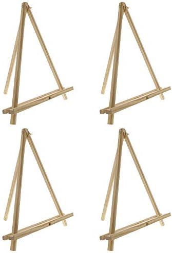 U.S. Art Supply 12" Natural Wood Tabletop Easel (4 Pack) - Adjustable