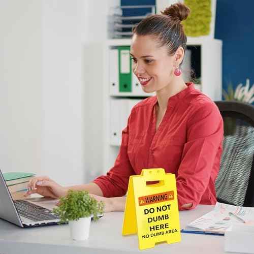 Smilelife Funny Office Cubicle Decor No Dumb Area Desk Sign Team Office Gag Gifts for Coworker Teammate Employ — view 5