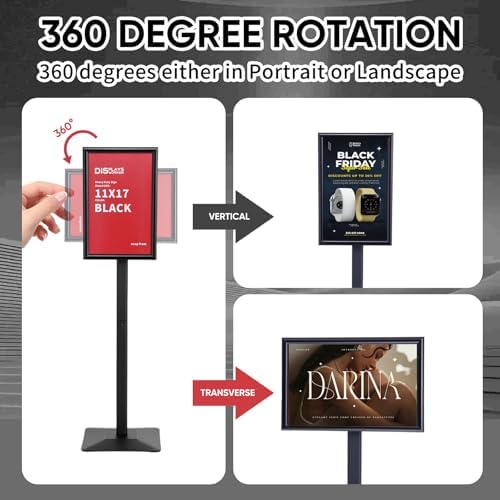 DISPLAYSWORKER Adjustable Heavy Duty Pedestal Sign holder floor Stand,sign stand poster stand ,Standing Floor  — view 7