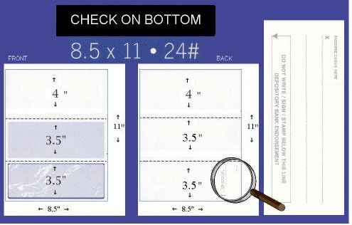 Business Voucher Check Stock - Computer Laser Checks - 250 Sheets, Check on Bottom, Blue Marble — view 2