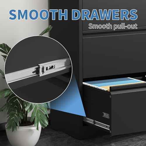 3 Drawer File Cabinet with Lock, Metal Lateral Filing Cabinets — view 6