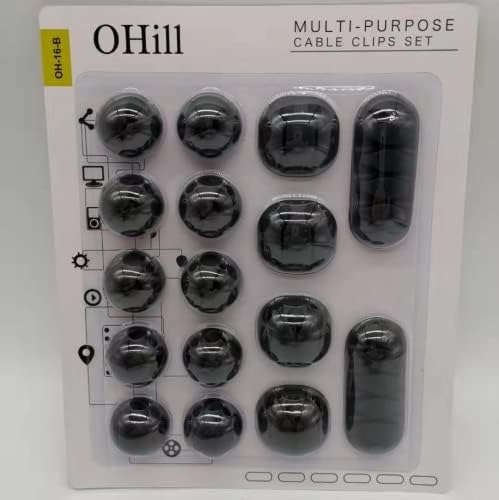 OHill 16-Pack Black Cord Organizer - Adhesive Cable Clips Holder for Desk, Wall, Car - Wire Management Clips f — view 7