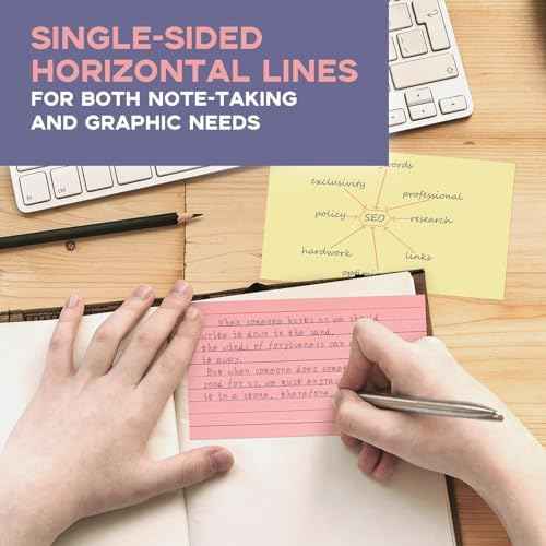Colored Index Cards 5x8 100Pcs, Goefun 4 Color Single Side Lined Note Cards — view 4