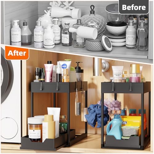 Simple Trending Under Sink Organizer 2 Pack, Sink Pull-Out Sliding Storage Cabinet, 2-Tier Under Shelf Organiz — view 3