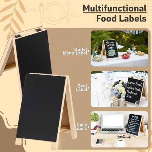 3 Pcs Mini Chalkboard Easel Signs 4.5" x 7.5" Tabletop Chalkboard Sign Double Sided Display Comes with Chalk a — view 4