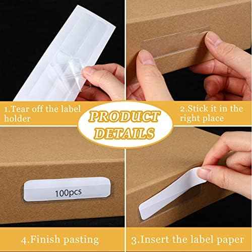 Jeyiour 100 Pcs Label Holders Adhesive Nameplate Pockets Storage Bin — view 3