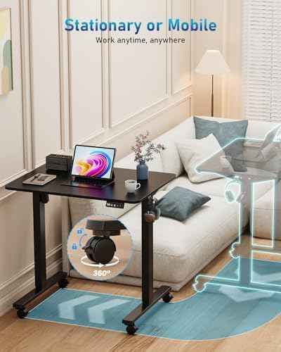 32" Small Rolling Electric Standing Desk Adjustable Height for Home Office — view 4
