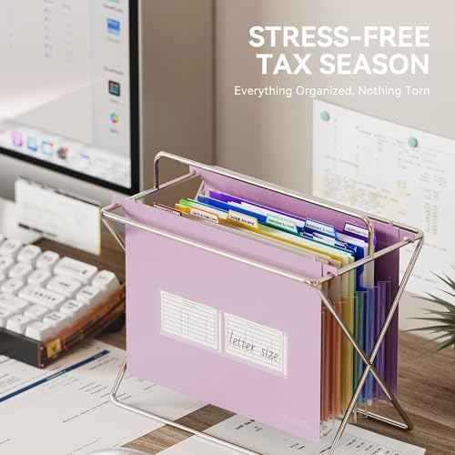 ThinkTex Plastic Expanding Hanging File Folders, 7 * 1.2" Accordion Pockets — view 3