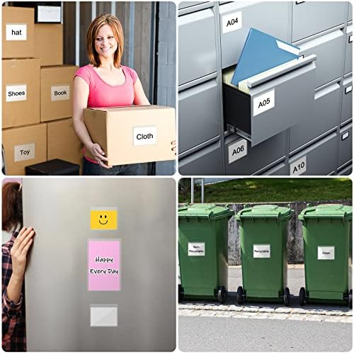 100 Self-adhesive Index Card Holder for Business Cards, Clear Plastic Sticky Labels Holders for Storage Bins T — view 3