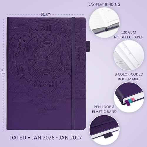 Legend Hourly Schedule Planner PRO Dated Jan 2026-Jan 2027 – Deluxe Weekly & Daily Organizer with Time Slots.  — view 4