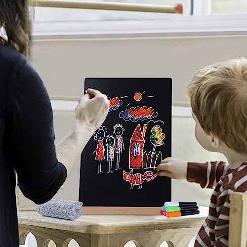 Small Chalkboard Sign, Reusable Double Sided Mini Chalkboard Signs with Wooden Base Stand, 12 x 8 Tabletop Cha — view 2