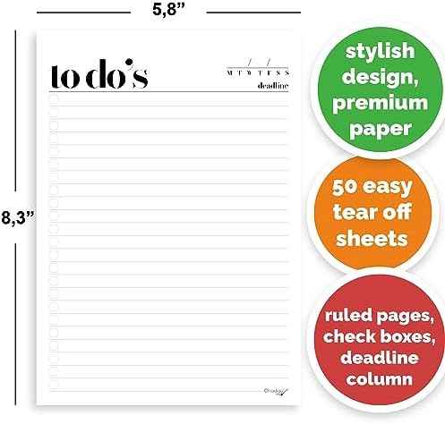 To Do List Notepad - 2 Pack, A5 Size (8.3"x5.8") Premium Thick Paper With Cardboard Back Support, Undated Dail — view 5