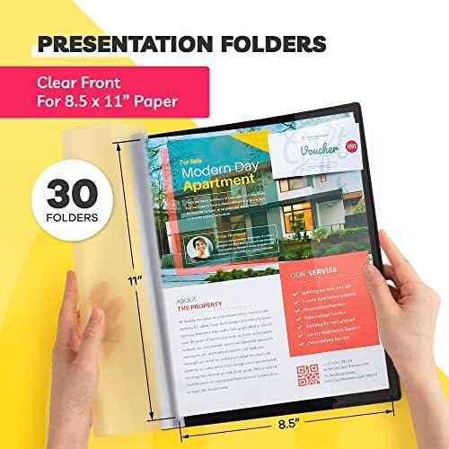Report Covers - (30 Set), 8.5 x 11 Letter Size, 3-Prong Fasteners, Clear Front Plastic Folders - Perfect for P — view 2
