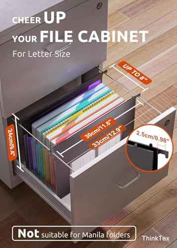 ThinkTex Plastic Expanding Hanging File Folders, 7 Innovative 1.2/'' Accordian Pockets, Large Capacity, Multi- — view 2