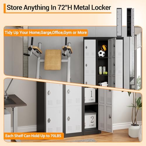 GarveeTech 72’’ Metal Storage Cabinet with 4 Door, Lockers for Employees Students with Shelves, Metal Storage  — view 7
