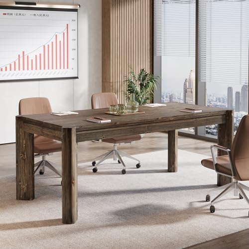 63" Solid Wood Executive Desk, Farmhouse Home Office Computer Desk,Large Simple Study Writing Table Business W — view 6