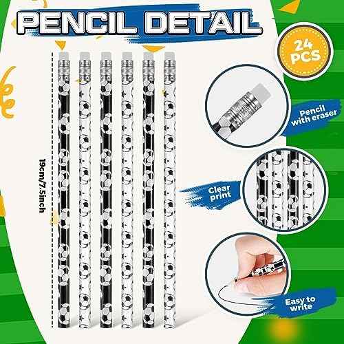 Sabary 48 Pcs Sports Pencils Silicone Bracelets Set Soccer Football Basketball Baseball Wooden Pencil Rubber W — view 2