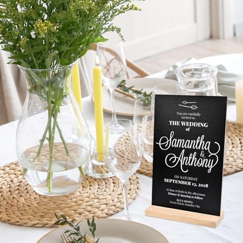 NACHLYNN 8 x 12 inch Small Chalkboard Signs with Wood Base Stand Double Sided Chalk Board Sign Message Board f — view 5