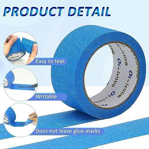 Oleitodh 12 Rolls Blue Painters Tape Bulk 2 inch x 660 Yards, Painters — view 3