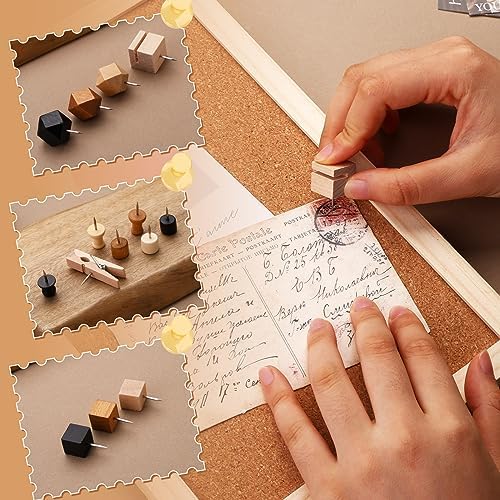 196 PCS Wooden Push Pins Thumb Tacks Decorative Push Pins for Cork Board — view 4