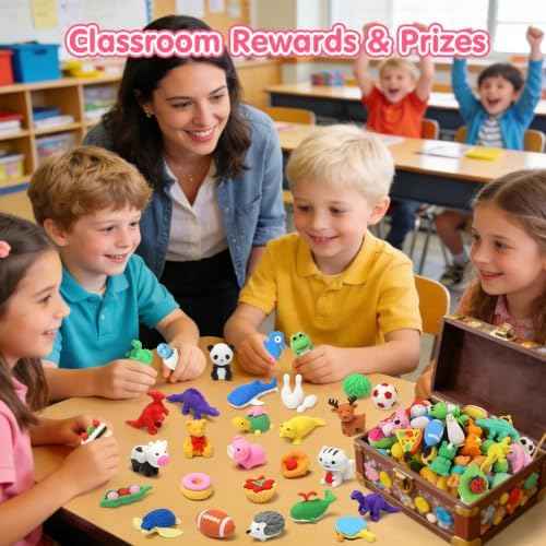 150Pcs Animal Erasers for Kids - Desk Pets Back to School Supplies — view 2