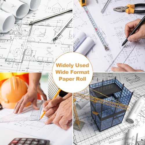Wide Format Paper 24” x 150', 1 Roll Plotter Paper 20lb, CAD Bond Rolls on 2" Core for CAD Drawings, Projects, — view 6
