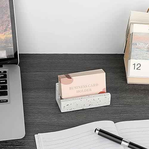 Hipiwe Business Card Holder for Desk Terrazzo Business Card Display Stand — view 3