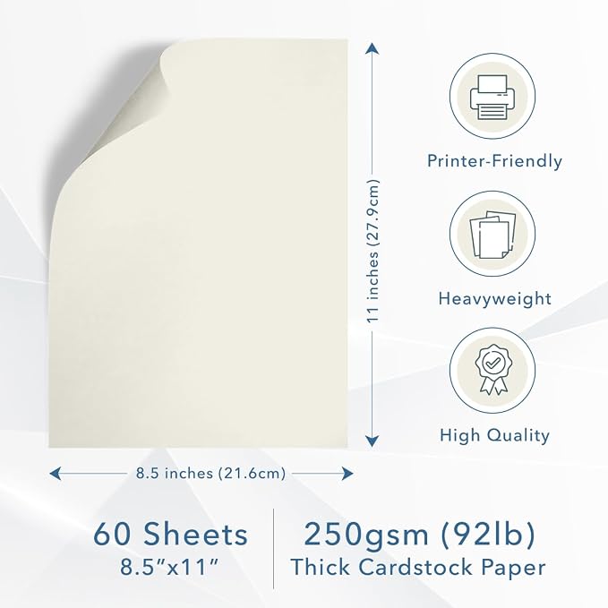 MOS Off-White Cardstock Paper 8.5 x 11 Inch — Heavyweight Cream Card Stock — view 2